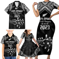 NZ Rugby Family Matching Short Sleeve Bodycon Dress and Hawaiian Shirt Kapa Opango Maori Haka With Years of The All Black Champions - Wonder Print Shop