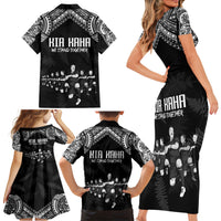 NZ Rugby Family Matching Short Sleeve Bodycon Dress and Hawaiian Shirt Kapa Opango Maori Haka With Years of The All Black Champions - Wonder Print Shop