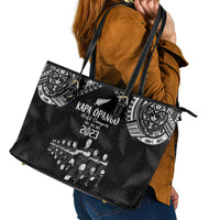 NZ Rugby Leather Tote Bag Kapa Opango Maori Haka With Years of The All Black Champions - Wonder Print Shop