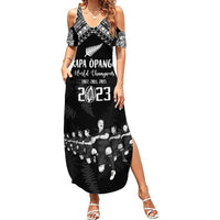 NZ Rugby Summer Maxi Dress Kapa Opango Maori Haka With Years of The All Black Champions - Wonder Print Shop