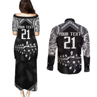 Custom NZ Rugby Couples Matching Puletasi Dress and Long Sleeve Button Shirt Kapa Opango Maori Haka With Years of The All Black Champions LT9 - Wonder Print Shop