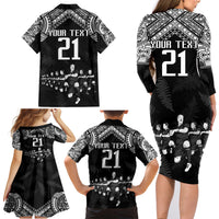 Custom NZ Rugby Family Matching Long Sleeve Bodycon Dress and Hawaiian Shirt Kapa Opango Maori Haka With Years of The All Black Champions LT9 - Wonder Print Shop