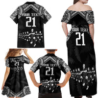 Custom NZ Rugby Family Matching Off Shoulder Maxi Dress and Hawaiian Shirt Kapa Opango Maori Haka With Years of The All Black Champions LT9 - Wonder Print Shop