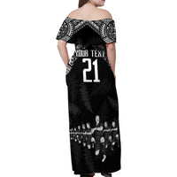 Custom NZ Rugby Family Matching Off Shoulder Maxi Dress and Hawaiian Shirt Kapa Opango Maori Haka With Years of The All Black Champions LT9 - Wonder Print Shop