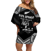Custom NZ Rugby Family Matching Off Shoulder Short Dress and Hawaiian Shirt Kapa Opango Maori Haka With Years of The All Black Champions LT9 - Wonder Print Shop