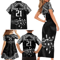 Custom NZ Rugby Family Matching Short Sleeve Bodycon Dress and Hawaiian Shirt Kapa Opango Maori Haka With Years of The All Black Champions - Wonder Print Shop