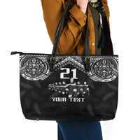 Custom NZ Rugby Leather Tote Bag Kapa Opango Maori Haka With Years of The All Black Champions - Wonder Print Shop