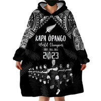 Custom NZ Rugby Wearable Blanket Hoodie Kapa Opango Maori Haka With Years of The All Black Champions - Wonder Print Shop
