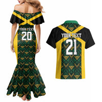 Jamaica Football Custom Couples Matching Mermaid Dress and Hawaiian Shirt Black Ethnic Motifs LT9 - Wonder Print Shop