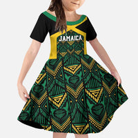 Jamaica Football Custom Family Matching Long Sleeve Bodycon Dress and Hawaiian Shirt Black Ethnic Motifs LT9 - Wonder Print Shop