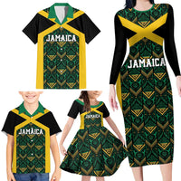 Jamaica Football Custom Family Matching Long Sleeve Bodycon Dress and Hawaiian Shirt Black Ethnic Motifs LT9 - Wonder Print Shop