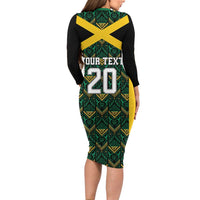 Jamaica Football Custom Family Matching Long Sleeve Bodycon Dress and Hawaiian Shirt Black Ethnic Motifs LT9 - Wonder Print Shop