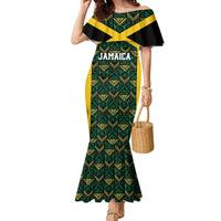 Jamaica Football Custom Family Matching Mermaid Dress and Hawaiian Shirt Black Ethnic Motifs LT9 - Wonder Print Shop