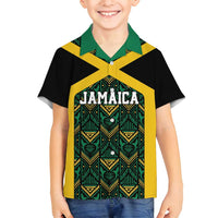 Jamaica Football Custom Family Matching Puletasi and Hawaiian Shirt Black Ethnic Motifs - Wonder Print Shop