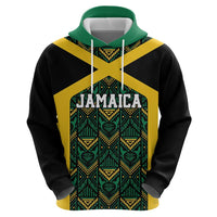 Jamaica Football Custom Hoodie Black Ethnic Motifs - Wonder Print Shop
