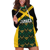 Jamaica Football Custom Hoodie Dress Black Ethnic Motifs - Wonder Print Shop