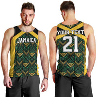 Jamaica Football Custom Men Tank Top Black Ethnic Motifs - Wonder Print Shop