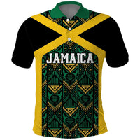 Jamaica Football Custom Polo Shirt Black Ethnic Motifs - Wonder Print Shop
