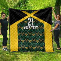Jamaica Football Custom Quilt Black Ethnic Motifs - Wonder Print Shop