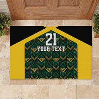 Jamaica Football Custom Rubber Doormat Black Ethnic Motifs - Wonder Print Shop