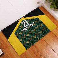 Jamaica Football Custom Rubber Doormat Black Ethnic Motifs - Wonder Print Shop