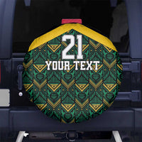 Jamaica Football Custom Spare Tire Cover Black Ethnic Motifs - Wonder Print Shop