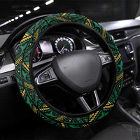 Jamaica Football Steering Wheel Cover Black Ethnic Motifs - Wonder Print Shop