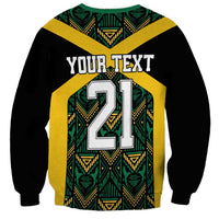 Jamaica Football Custom Sweatshirt Black Ethnic Motifs - Wonder Print Shop