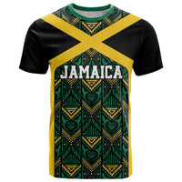Jamaica Football Custom T Shirt Black Ethnic Motifs - Wonder Print Shop