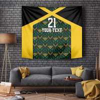 Jamaica Football Custom Tapestry Black Ethnic Motifs - Wonder Print Shop