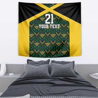 Jamaica Football Custom Tapestry Black Ethnic Motifs - Wonder Print Shop
