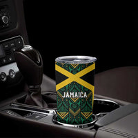 Jamaica Football Custom Tumbler Cup Black Ethnic Motifs - Wonder Print Shop
