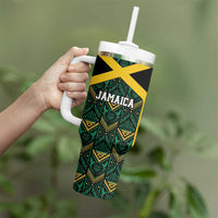 Jamaica Football Custom Tumbler With Handle Black Ethnic Motifs - Wonder Print Shop