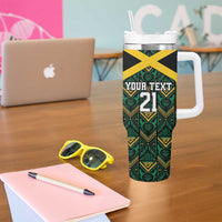 Jamaica Football Custom Tumbler With Handle Black Ethnic Motifs - Wonder Print Shop