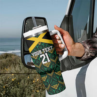 Jamaica Football Custom Tumbler With Handle Black Ethnic Motifs - Wonder Print Shop