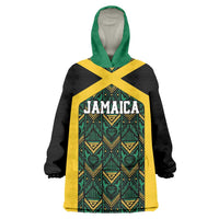 Jamaica Football Custom Wearable Blanket Hoodie Black Ethnic Motifs - Wonder Print Shop
