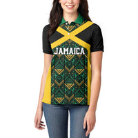 Jamaica Football Custom Women Polo Shirt Black Ethnic Motifs - Wonder Print Shop
