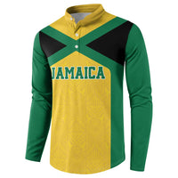 Jamaica Football Custom Button Sweatshirt Gold Ethnic Motifs LT9 - Wonder Print Shop