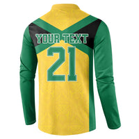 Jamaica Football Custom Button Sweatshirt Gold Ethnic Motifs LT9 - Wonder Print Shop