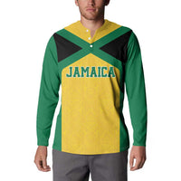 Jamaica Football Custom Button Sweatshirt Gold Ethnic Motifs LT9 - Wonder Print Shop