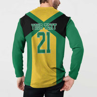 Jamaica Football Custom Button Sweatshirt Gold Ethnic Motifs LT9 - Wonder Print Shop