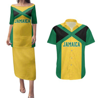 Jamaica Football Custom Couples Matching Puletasi and Hawaiian Shirt Gold Ethnic Motifs LT9 - Wonder Print Shop