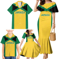 Jamaica Football Custom Family Matching Mermaid Dress and Hawaiian Shirt Gold Ethnic Motifs LT9 - Wonder Print Shop