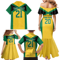 Jamaica Football Custom Family Matching Mermaid Dress and Hawaiian Shirt Gold Ethnic Motifs LT9 - Wonder Print Shop