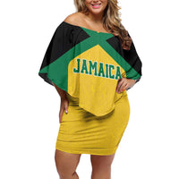 Jamaica Football Custom Family Matching Off Shoulder Short Dress and Hawaiian Shirt Gold Ethnic Motifs LT9 - Wonder Print Shop