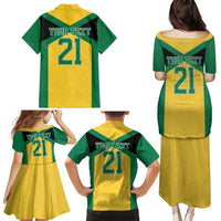 Jamaica Football Custom Family Matching Puletasi and Hawaiian Shirt Gold Ethnic Motifs - Wonder Print Shop