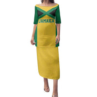 Jamaica Football Custom Family Matching Puletasi and Hawaiian Shirt Gold Ethnic Motifs - Wonder Print Shop