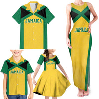 Jamaica Football Custom Family Matching Tank Maxi Dress and Hawaiian Shirt Gold Ethnic Motifs - Wonder Print Shop