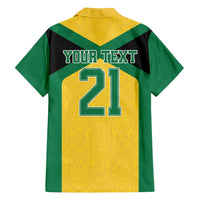 Jamaica Football Custom Family Matching Tank Maxi Dress and Hawaiian Shirt Gold Ethnic Motifs - Wonder Print Shop