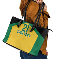 Jamaica Football Custom Leather Tote Bag Gold Ethnic Motifs - Wonder Print Shop